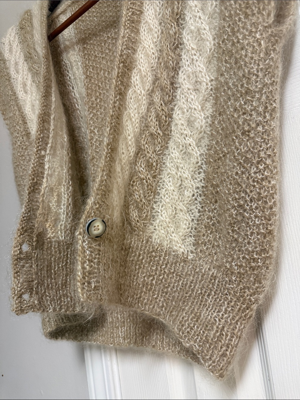 Ellen Tracy Beige & Cream Cable-Trim V-Neck Sweater Vest - Picture 9 of 15
